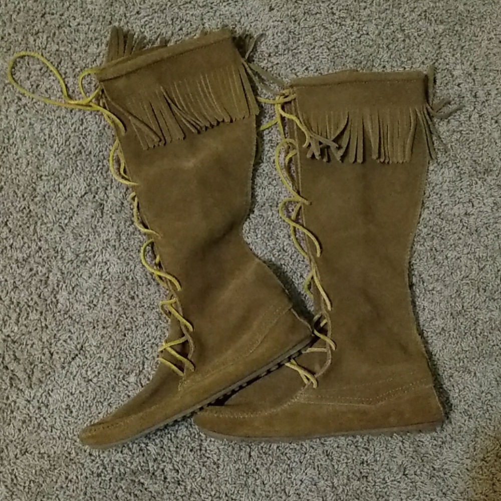 Knee High Fringe Boots